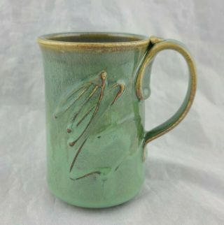 Hand Thrown Pottery Coffee Mug Seafoam Green Artist Signed