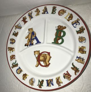 Vintage TIFFANY & CO.  Alphabet Bears Child Dinner Set Divided Plate & Mug Euc 2