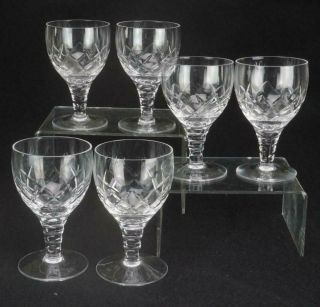 Set Of 6 Crystal Beau Claret Glasses By Stuart Branded Ze28