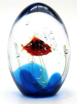 Gorgeous Murano Swimming Red Fish Aquarium Art Glass Paperweight Elio Raffaeli