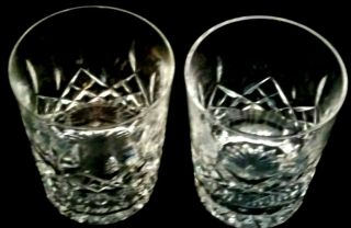 Set Of 2 Waterford Lismore Crystal Double Old Fashion Glasses 4 3/8 "