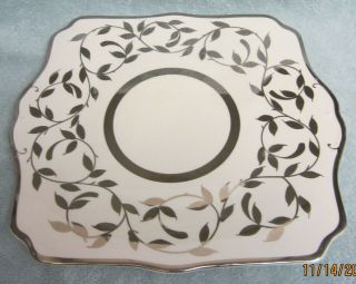 Vintage Myott & Son Large Plate/platter Hand Painted Silver Design On White,  Vgc
