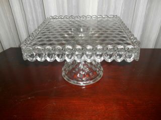 Large Fostoria American 10 " Square Footed Cake Stand With Rum Well
