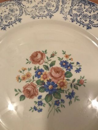 Homer Laughlin Dinner Plate Vintage Blue And White Trim N 43 N 8 2