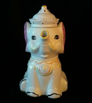 Vintage Hand Painted Ceramic Circus Elephant Teapot Creamer With Crown Lid 3