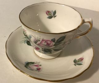 Vintage Royal Vale Tea Cup And Saucer 8139 Bone China England Pink Roses Ecu B7