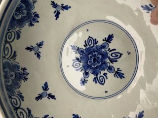 Vintage Delft Pottery Dp Holland Blue And White Bowl 8 Inch