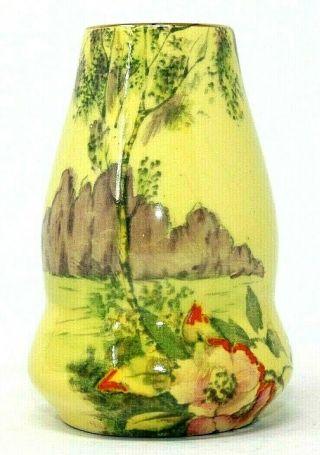 Vintage Royal Winton Grimwades England Yellow Porcelain Bud Vase,  3 1/2 " Tall Vg