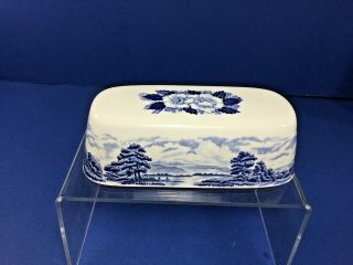Vintage,  Royal Warwick Lochs Of Scotland Blue & White Butter Dish,  Cover Only