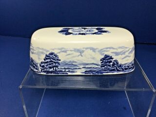 Vintage,  Royal Warwick Lochs of Scotland Blue & White Butter Dish,  Cover Only 3