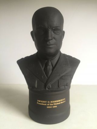 Matte Wedgwood Black Basalt Ware President Dwight D Eisenhower Sculpture Bust