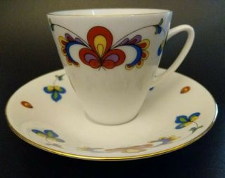 Vintage Farmer’s Rose Porsgrund Norway Porcelain Tea Cup &saucer Norwegian China