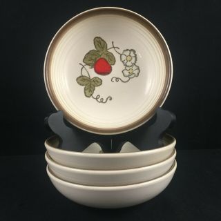 Set Of 4 Vtg Soup Bowls By Metlox Poppytrail Vernon California Strawberry Usa