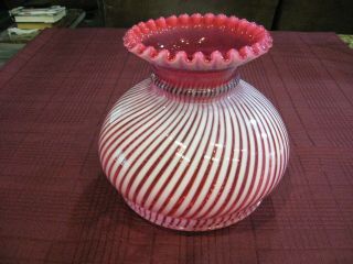 Fenton Cranberry Spiral Optic Uncut Lamp Shade Vase