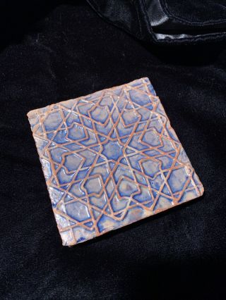 Moravian Tile Mercer Pottery Arts & Crafts Style Dated 1982 4.  5” X 4.  5”