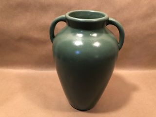 Vintage Art Pottery Vase 10 - 1/4 " Handles Green