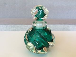 Large Seguso Barovier & Toso Green Twisted Murano Art Glass Perfume Bottle Italy