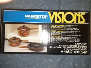 Corning Visions Rangetop Cookware - Amber,  5 Piece Set - V - 168 - R 6010249 - Nib