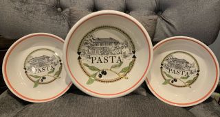 Vintage Set Of 3 Himark Italy Ceramic Pasta Bowls - 1 Serving & 2 Dinner Bowls