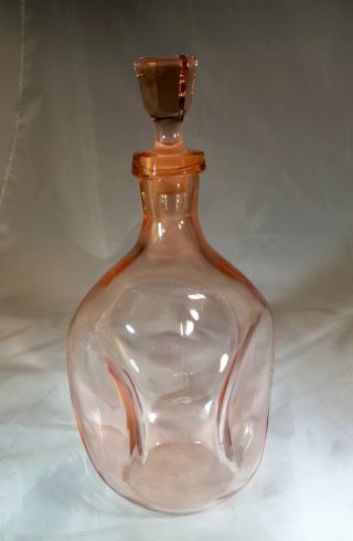 Cambridge Glass Co.  1070 Peach Blo Pink 36 - Ounce Pinch Decanter & Stopper