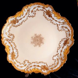 Lovely T V Limoges 9 1/2 Inch Plate with Gold pattern.  Markings A with C on top 2