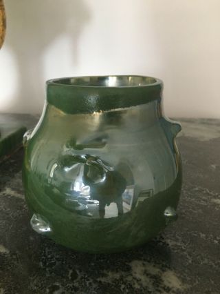 Art Nouveau Iridescent Green Art Glass Vase By Loetz,  Tbc,  Circa 1910 - 20’s 13cm