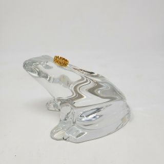 Baccarat - Crystal Frog Prince Figurine W/ Gold Crown -