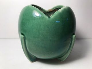 Vintage Nelson Mccoy Pottery Green Tulip Ball Flower Planter Pot Vase 1940 