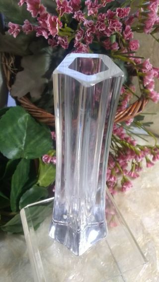 Daum France Heavy Crystal Bud Vase Signed 7.  25x2.  5 