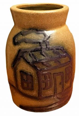 Beaumont Brothers Pottery Bbp Miniature Salt - Glazed Crock 1990 House Cabin 3 " H
