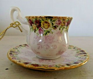 Royal Albert Peach Damask Collectible Tea Cup Miniature Ornament 2003