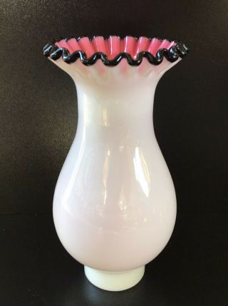 Fenton Black Rose Crest Glass Lamp Shade Globe 2