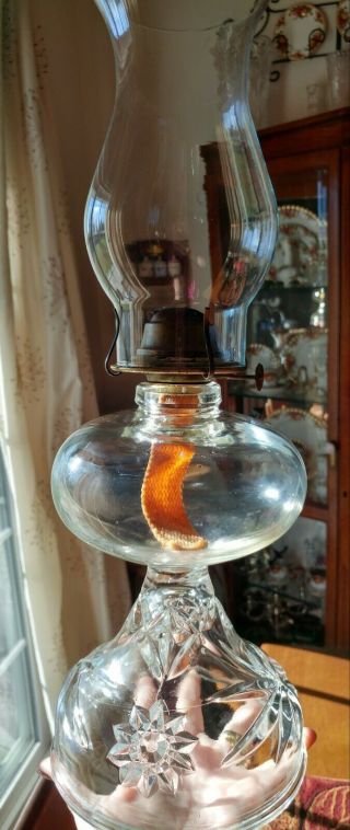 Scarce Anchor Hocking Early American Prescut Glass Oil Lamp Star Of David Eapc