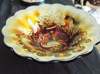 Millersburg Peacock & Urn Carnival Glass Amethyst No Bee Deep Master Bowl 10 "