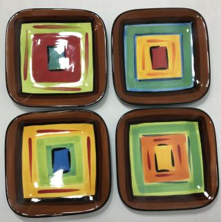 Southern Living At Home By Gail Pittman Set Of 4 Small Square Signed Plates