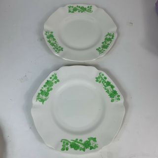 2 English Copeland Spode Green Shamrock Salad Luncheon Plates 9 " Irish