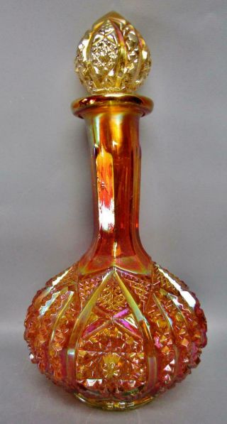 Imperial Octagon Marigold Carnival Glass 10 " Wine Decanter W/ Stopper 7846