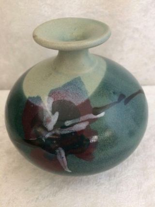 Follette Studio Art Pottery Usa Handcrafted Stoneware Bud Vase Weed Pot Signed