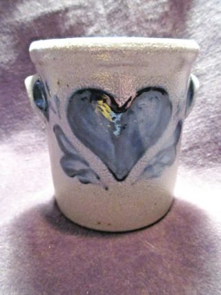 Rowe Pottery Stoneware Salt Glaze Heart Cup 3.  25 " Ca