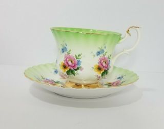 Royal Albert Tea Cup - Pink,  Yellow,  Blue Flowers With Gold Trim