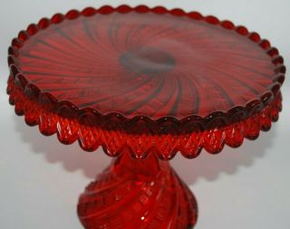 Fostoria Ruby Red Pedestal Centennial Ii Diamond Point Swirl 10 " Cake Stand