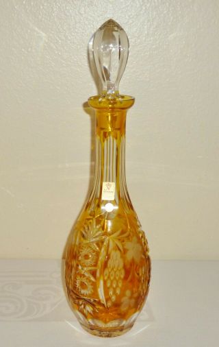 Nachtmann Traube Cased Cut To Clear Crystal Golden Amber Wine Decanter Marsala