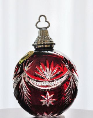 Waterford 2005 Ruby Red Cut To Clear Crystal Winter Wonderland Ball Ornament