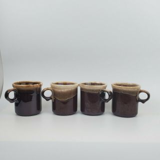 Set of 4 Vintage McCoy USA Brown Drip Glazed Pottery 8 Oz.  Coffee Cup/Mugs 1412 2