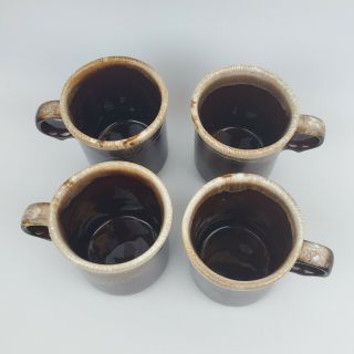 Set of 4 Vintage McCoy USA Brown Drip Glazed Pottery 8 Oz.  Coffee Cup/Mugs 1412 3