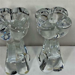 Pair Baccarat France Clear Crystal Diomede Taper Candlestick Holders