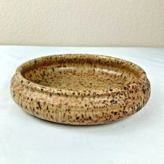 Hand Thrown Studio Pottery Signed Stoneware Speckled Serving Bowl/pate Brown