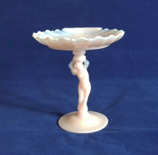 Cambridge Glass Crown Tuscan Pink Comport / Compote W Nude Lady Stem & Shell Top