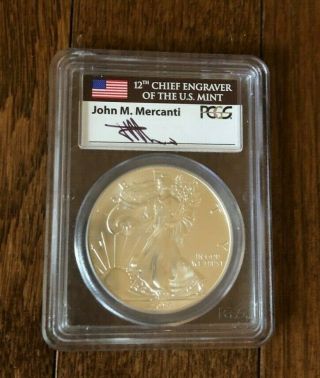 2014 - Silver Eagle Ms70 - Signed By John M.  Mercanti