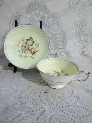 Vintage Paragon Coffee Tea Cup & Saucer A706y Yellow W/ Blue & Pink Flowers